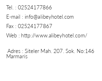 Alibey Butik Apart Hotel iletiim bilgileri